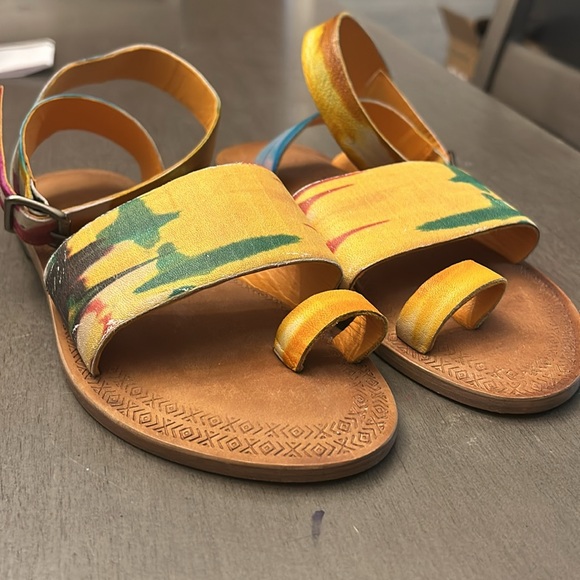 Free people sun peaks tie dye leather sandals size 6.5 - Picture 2 of 6